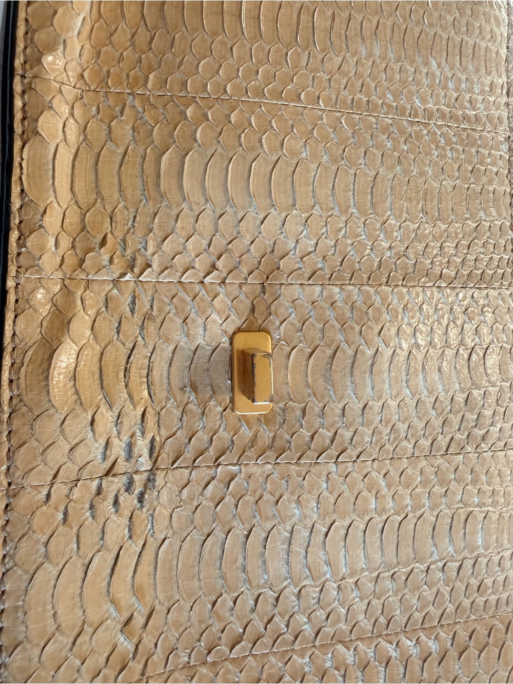Tory Burch Tan Python-Embossed Shoulder Bag with Dark green Chain Strap - Picture 15 of 16
